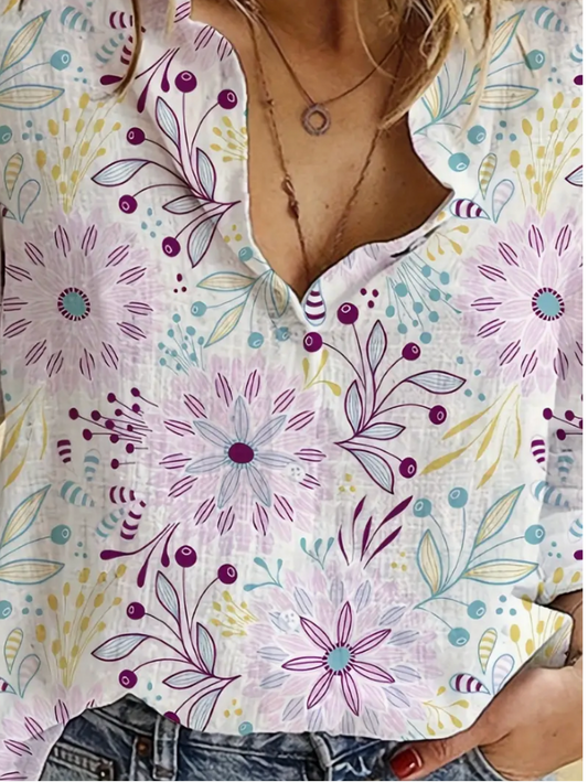 FLORAL BUTTON PRINT TOP