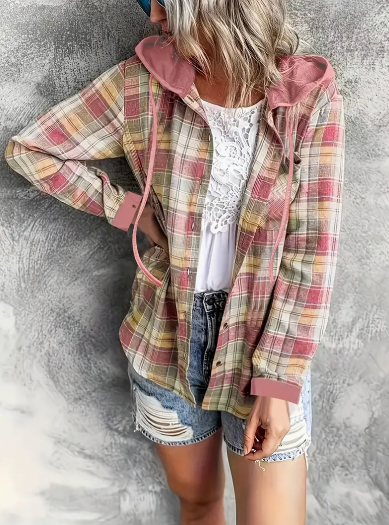 HOODED PLAID SHIRT