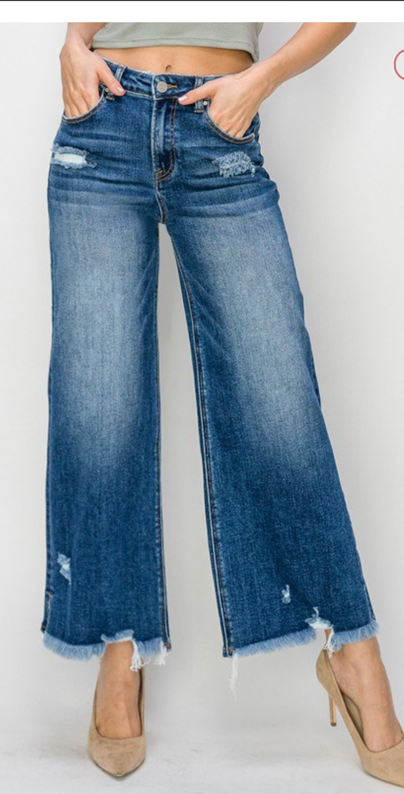 HR SIDE SLIT FRAYED WIDE HEM