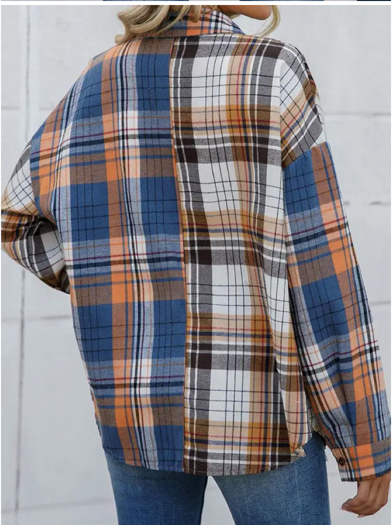 BUTTON PLAID POCKET