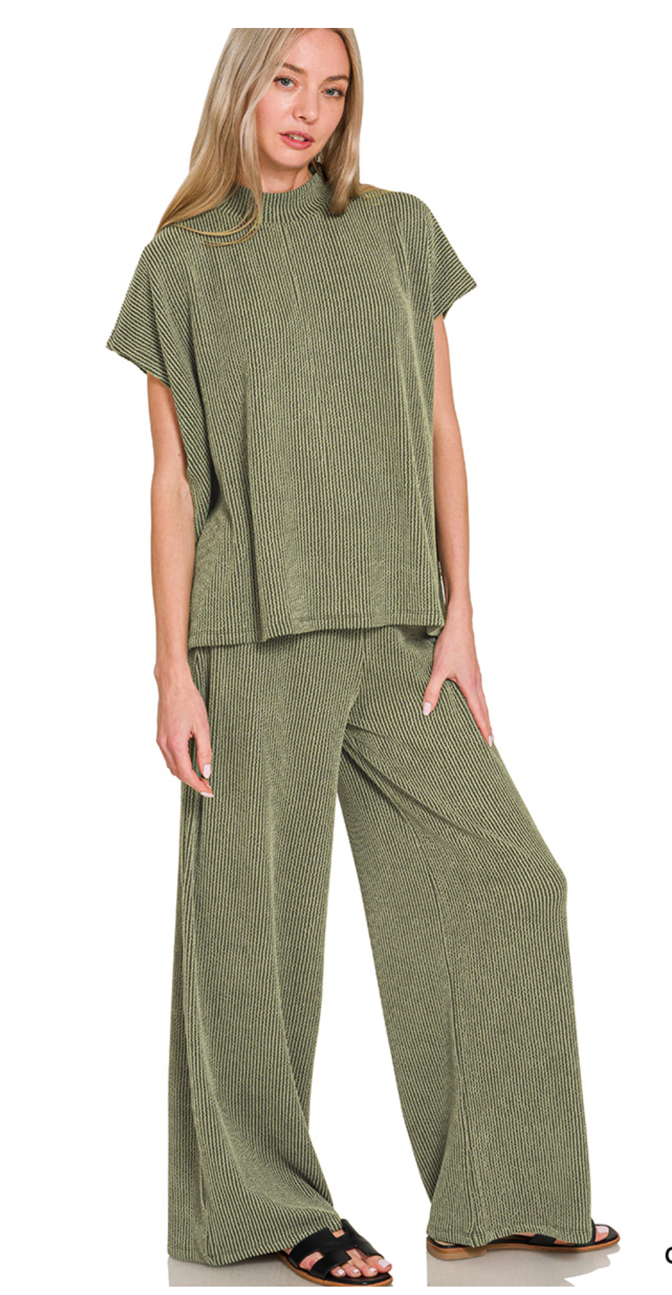 RIBBED S/SLV TOP & PANTS