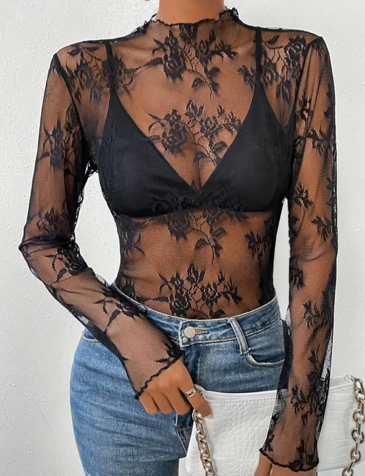 SHEER LACE LAYERING TOP