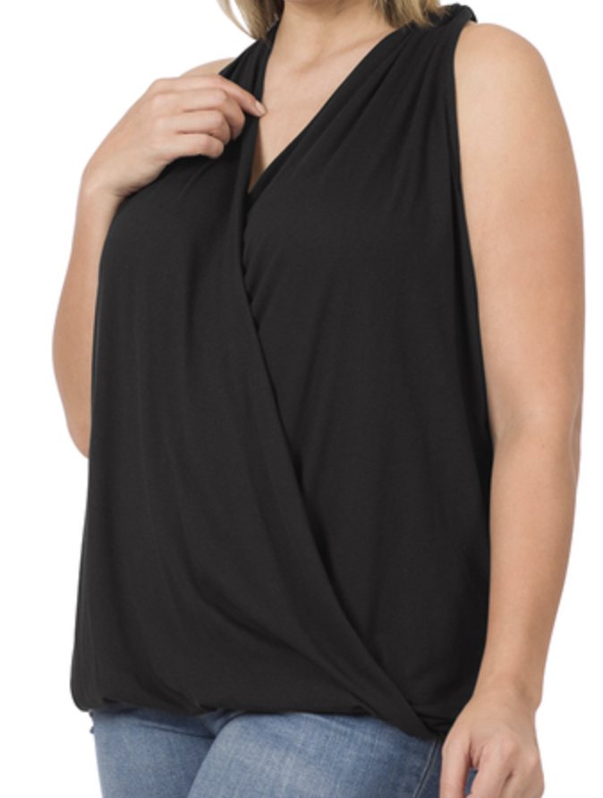 CREPE SURPLICE HALTER TOP