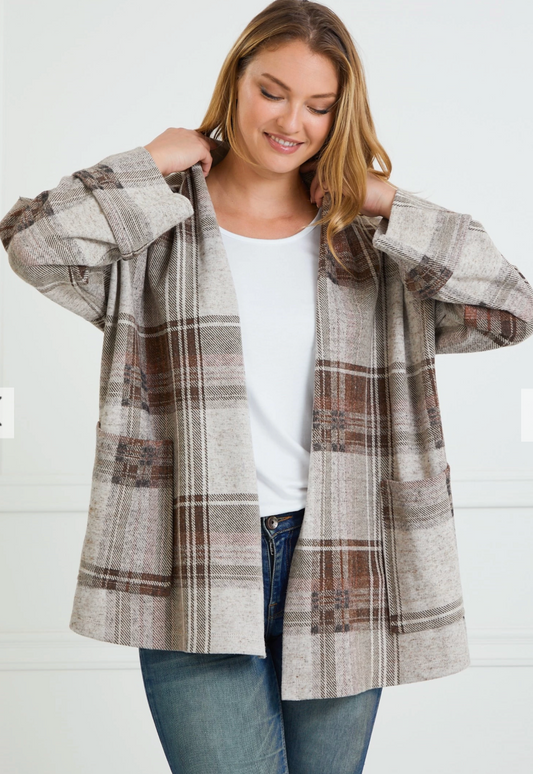 PLAID CARDIGAN WITH POCKETS
