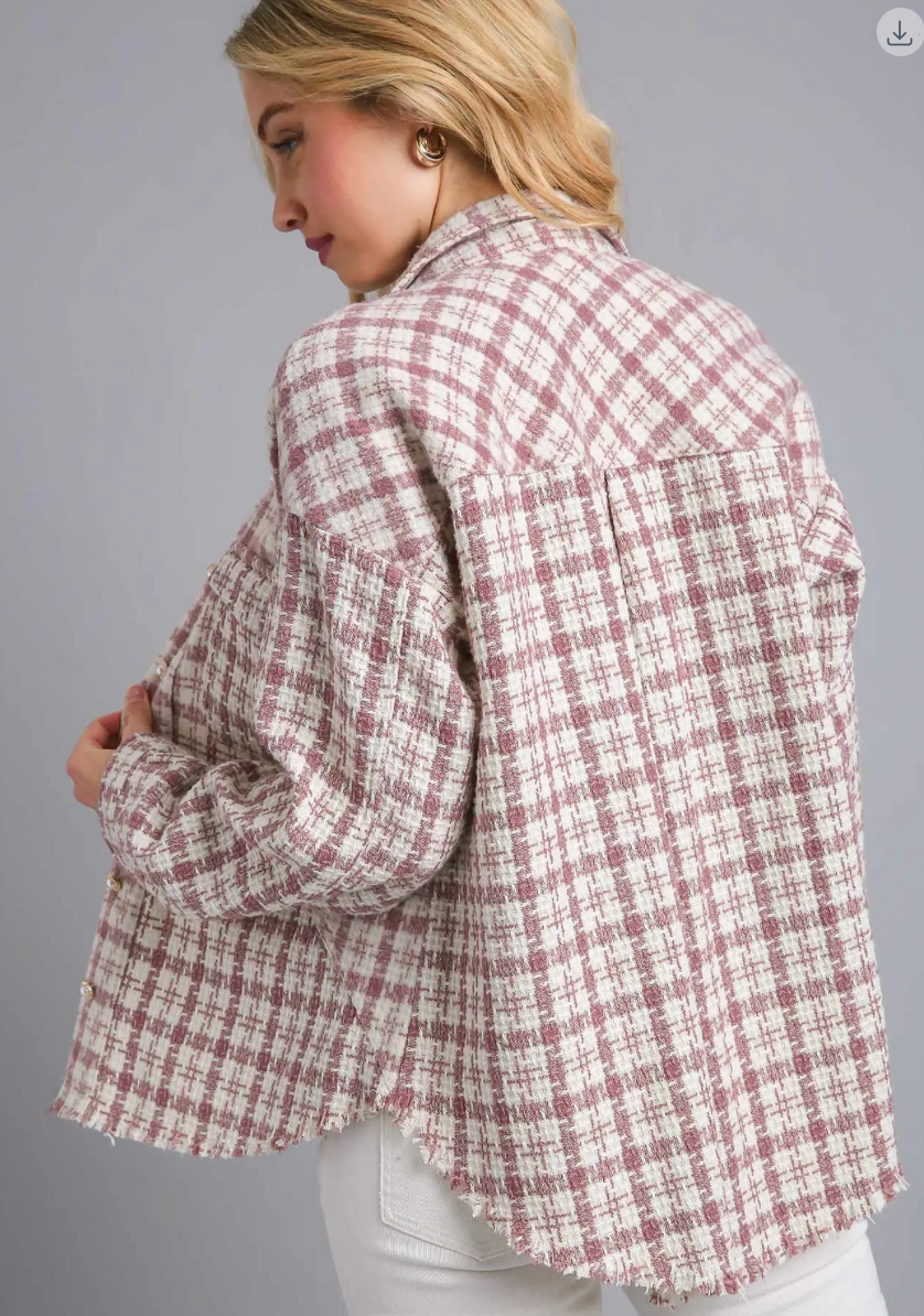 TWEED PLAID SHACKET