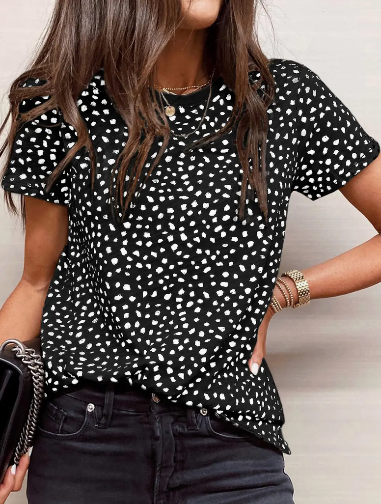 CHEETAH RD NECK S/SLV TEE