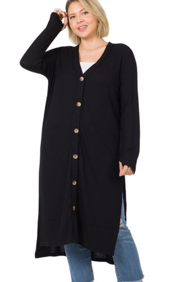 RIBBED LONG CARDIGAN