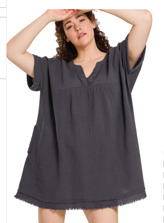 GAUZE S/SLV DRESS/TOP