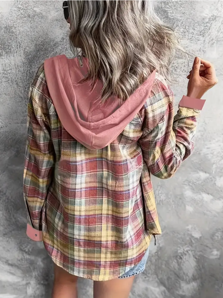 HOODED PLAID SHIRT