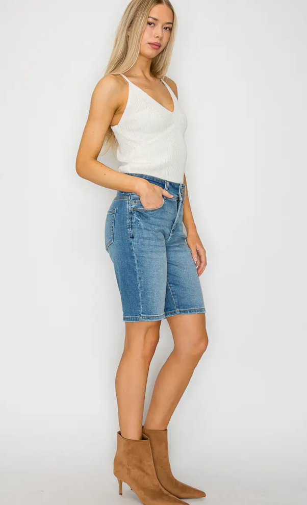 HR WIDE WAIST BERMUDA DENIM