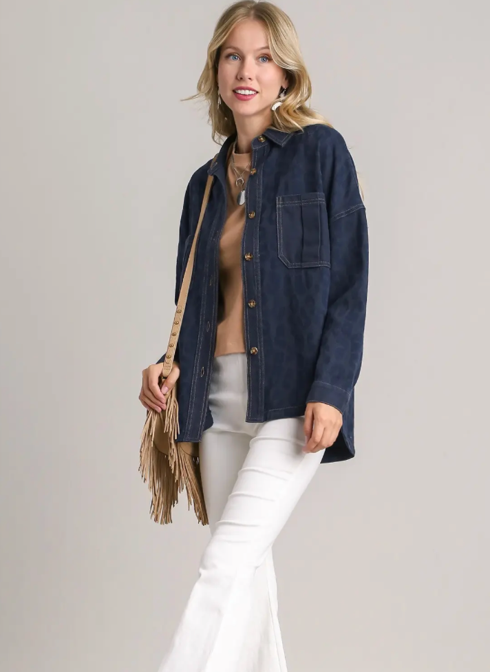 ANIMAL PRINT DENIM SHACKET