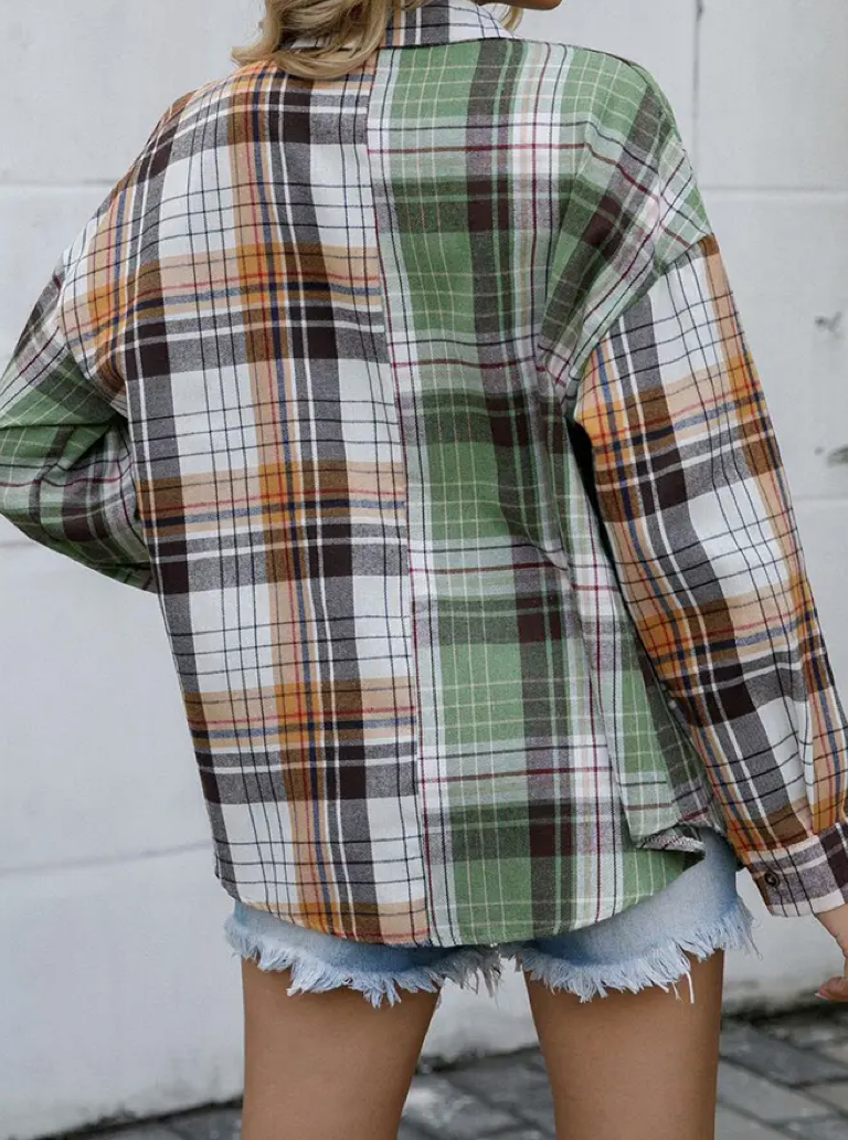 BUTTON PLAID POCKET