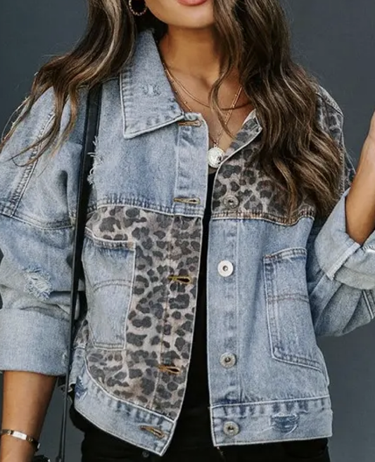 LEOPARD PATCHWORK DENIM