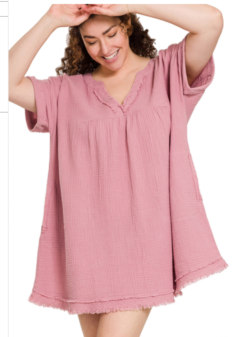 GAUZE S/SLV DRESS/TOP