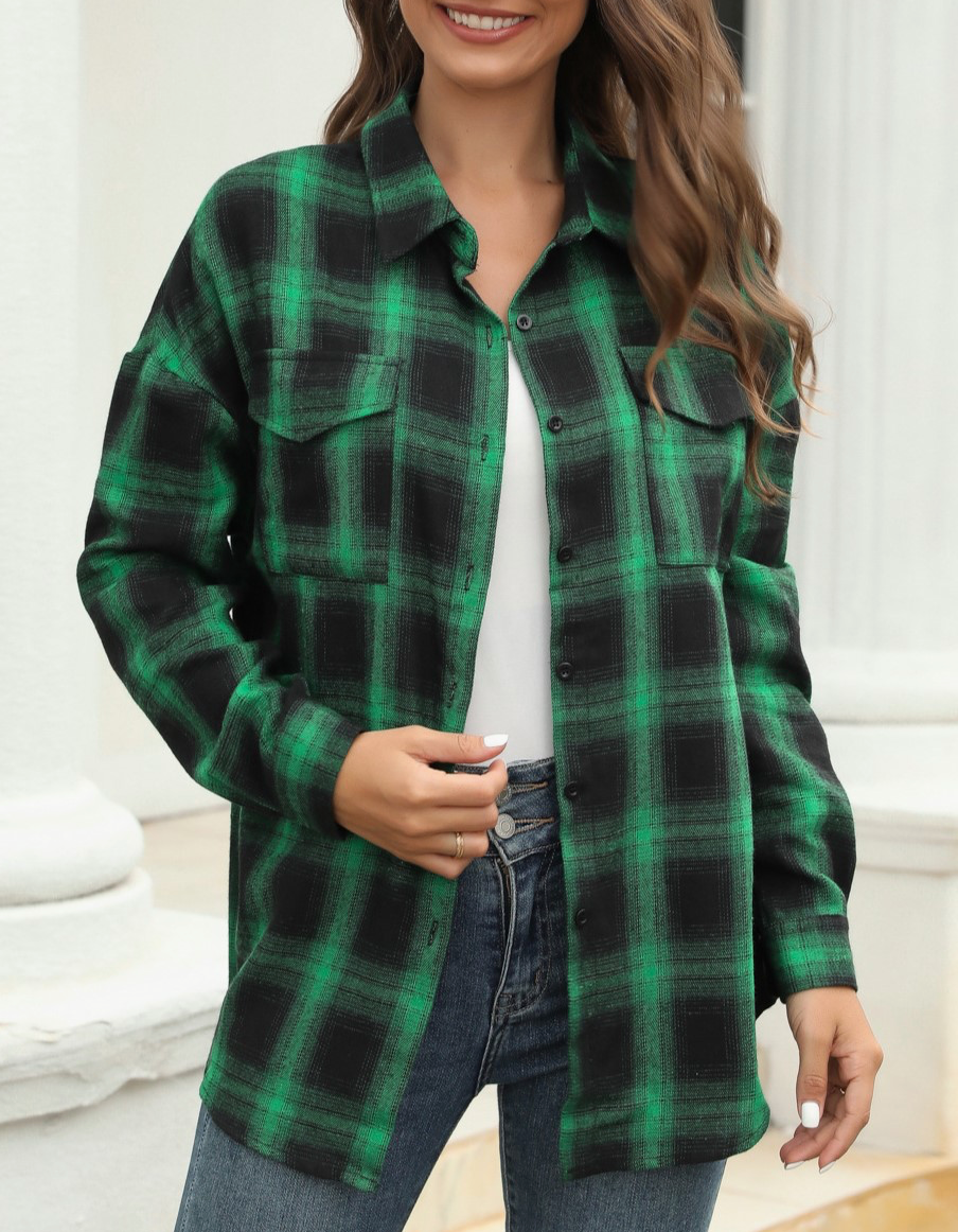 POLO COLLAR PLAID SHIRT