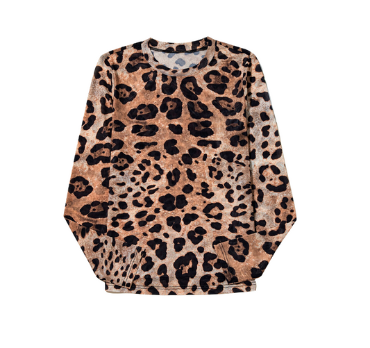 LEOPARD MESH L/SLV TOP