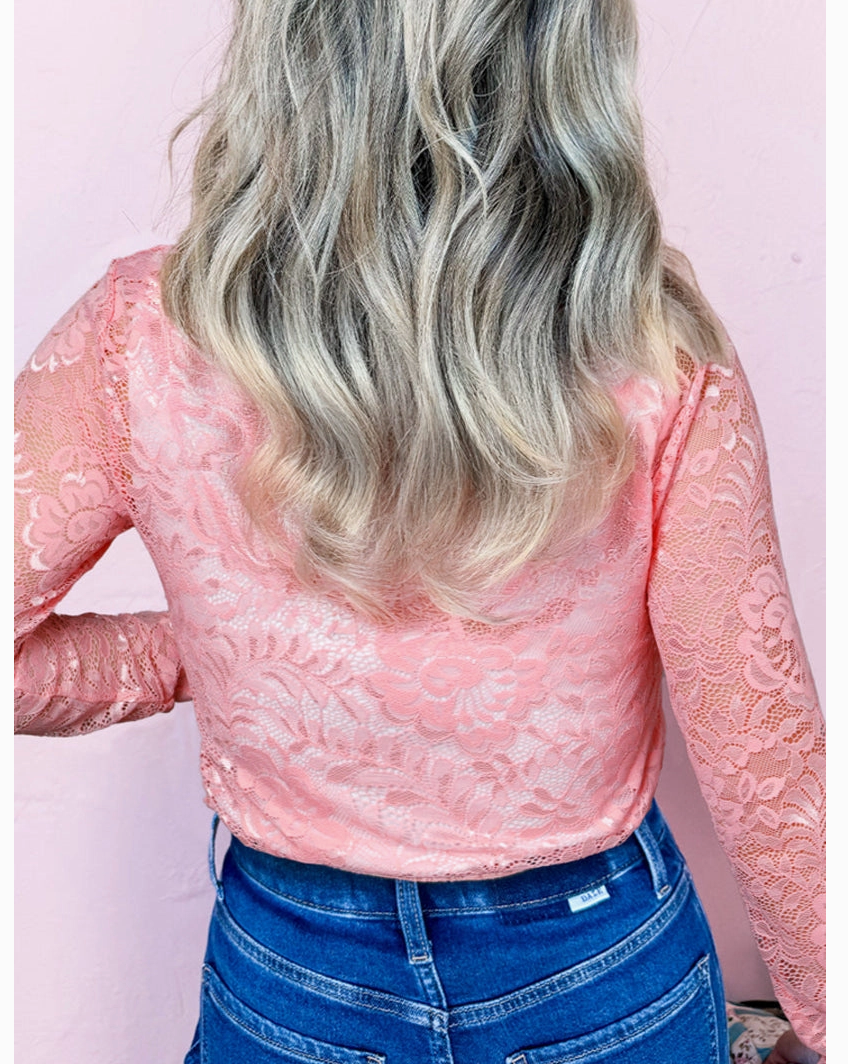 FLORAL LACE L/SLV TOP