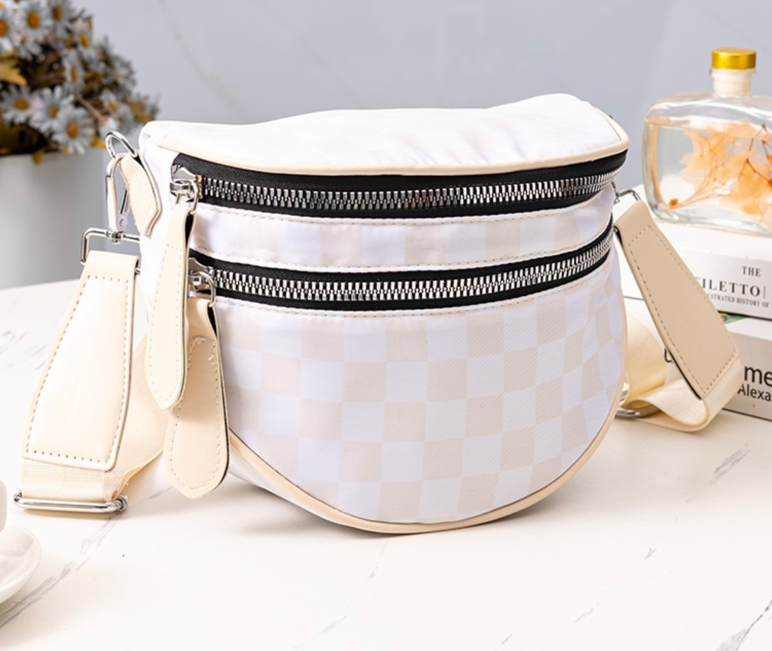 DBL ZIP CRESCENT SLING BUM BAG