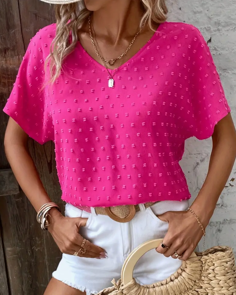 SWISS DOT VNECK TOP