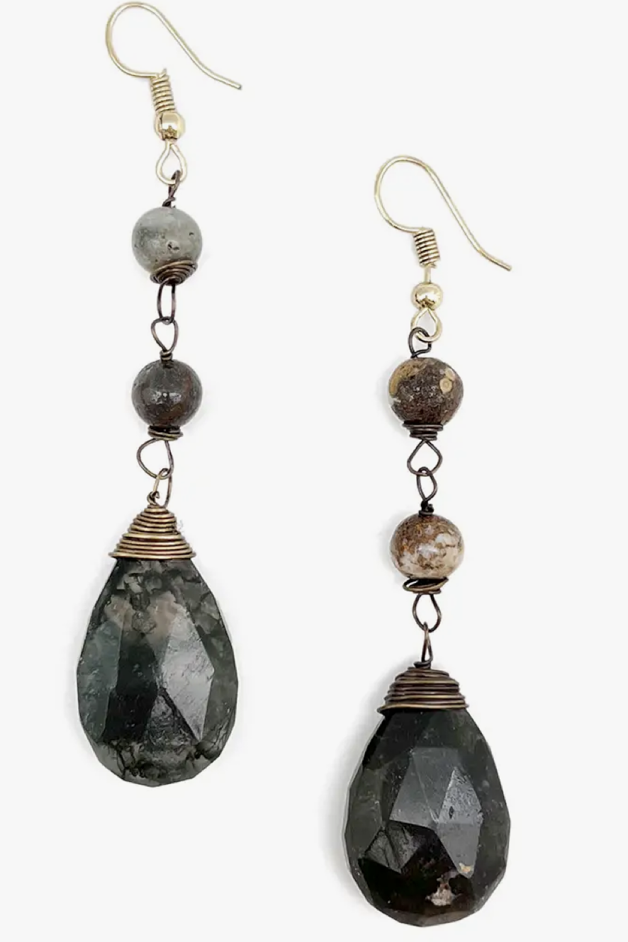 AGATE/BLDSTN EARRINGS