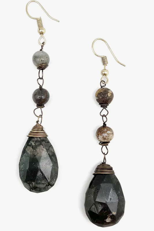 AGATE/BLDSTN EARRINGS