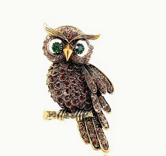 OWL RHINESTONE BROOCH