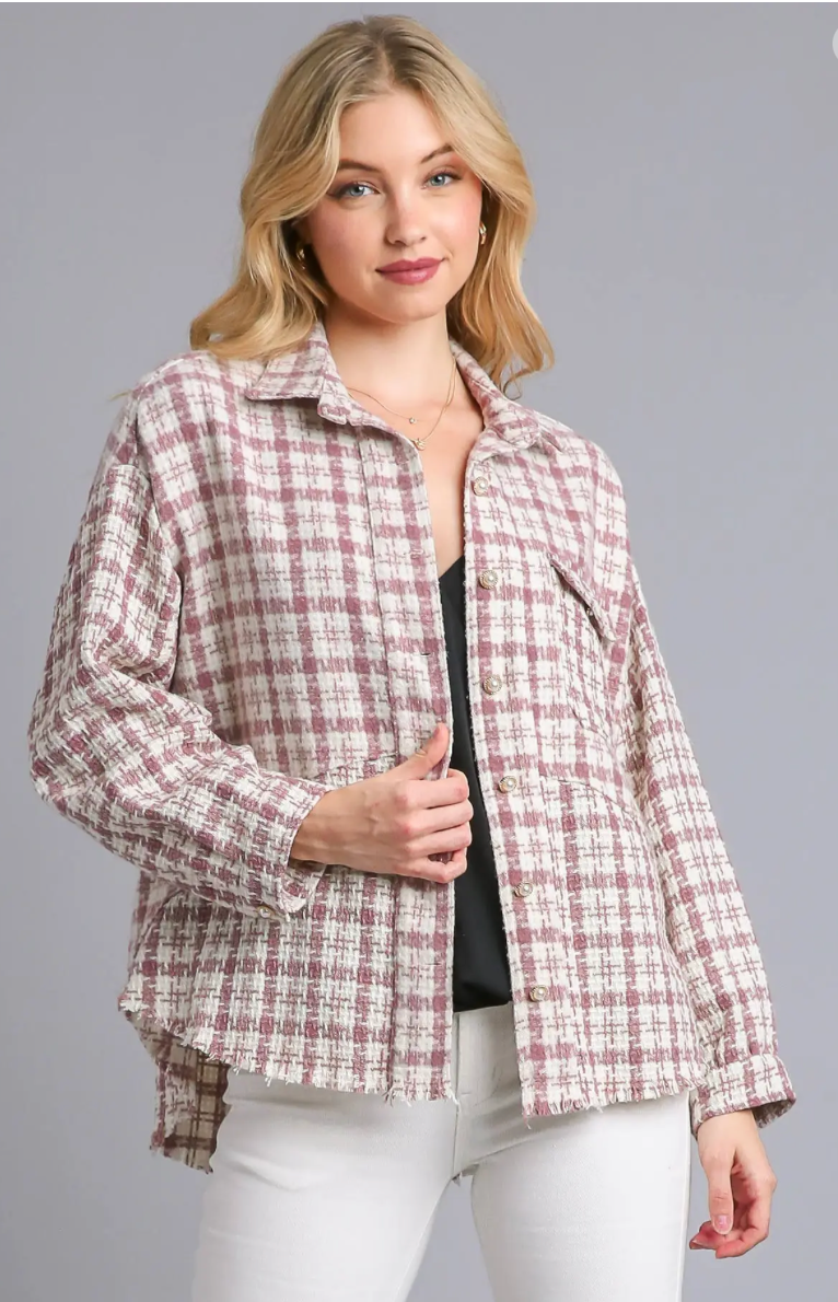 TWEED PLAID SHACKET