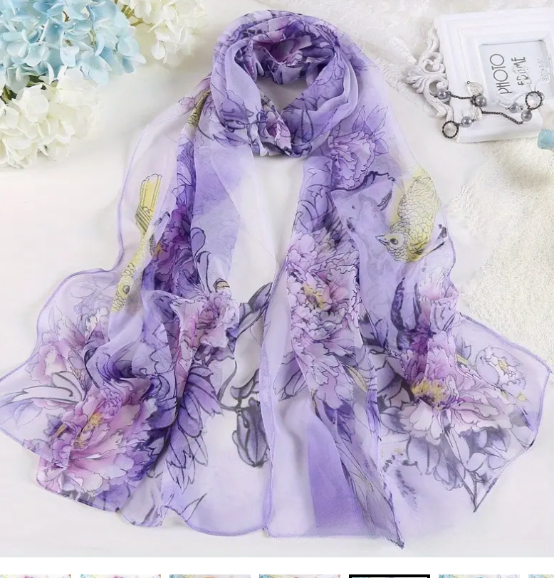 PEONY PATTERN SCARF