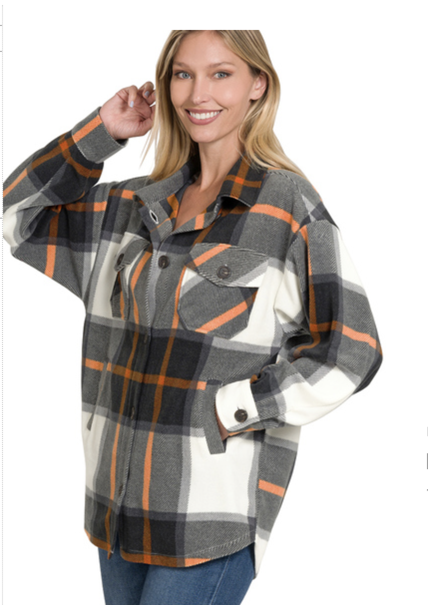 PLAID FLEECE SHACKET
