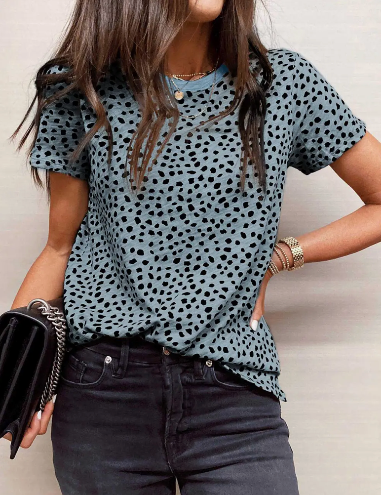 CHEETAH RD NECK S/SLV TEE