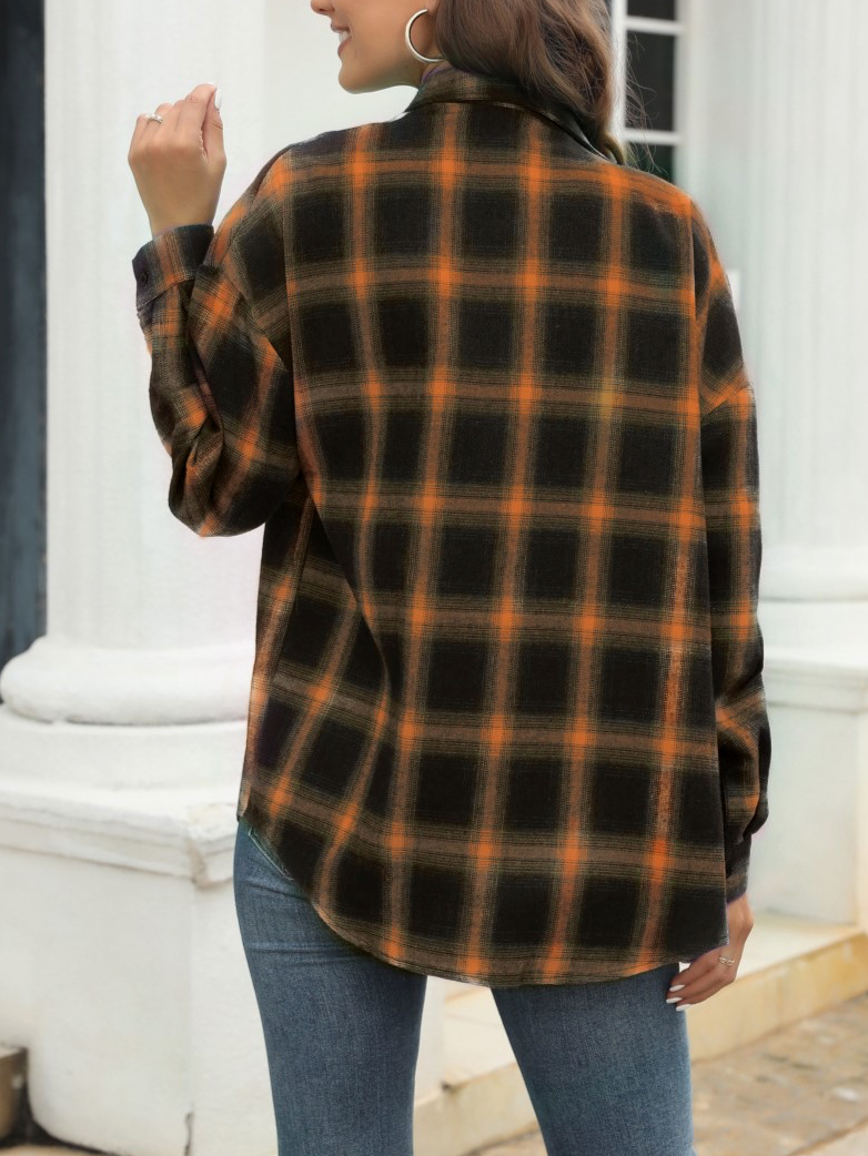 POLO COLLAR PLAID SHIRT