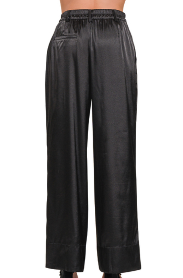 SATIN PANTS-WIDE LEG