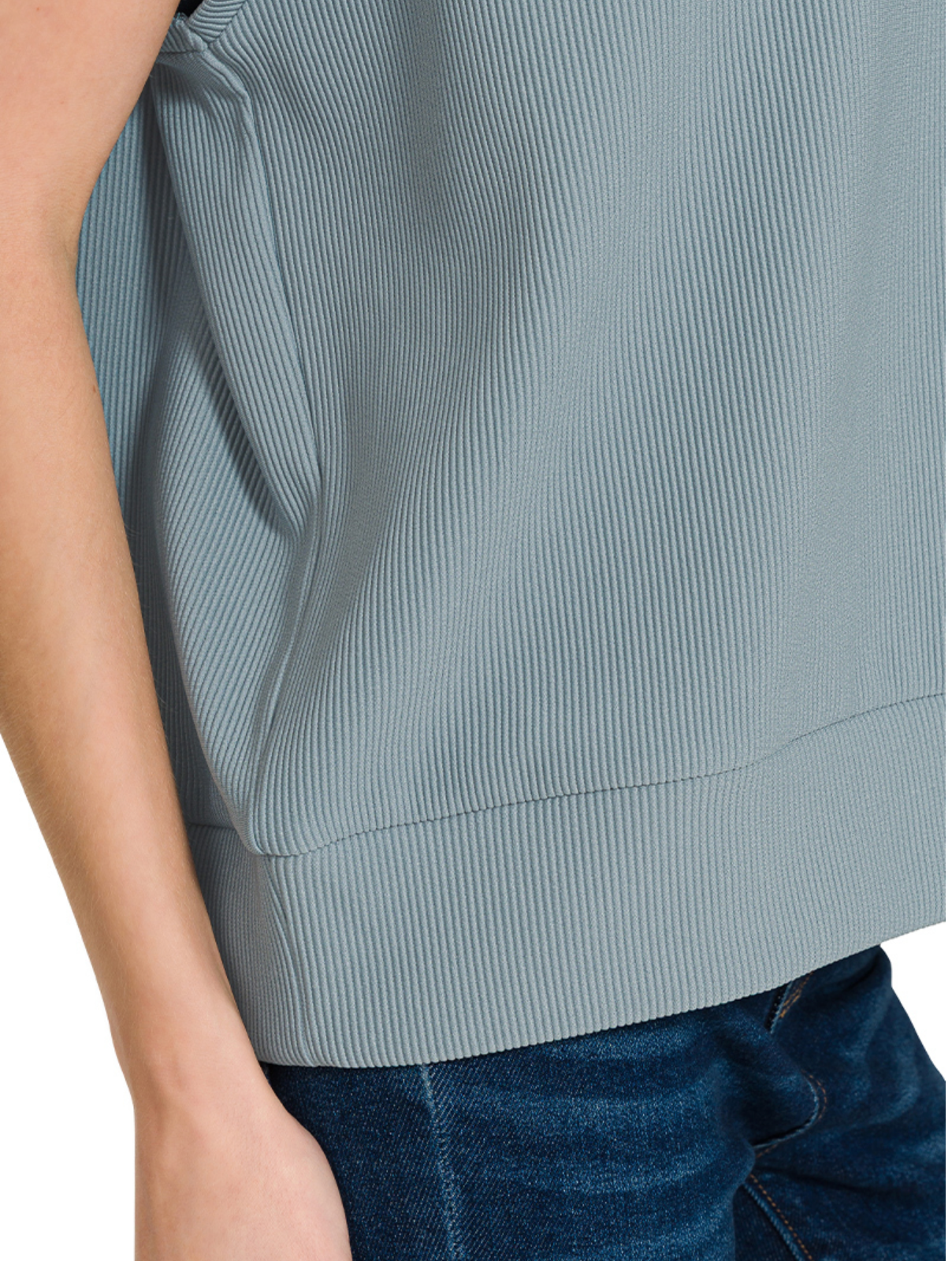 RIBBED HIGHNK HALF ZIP TOP