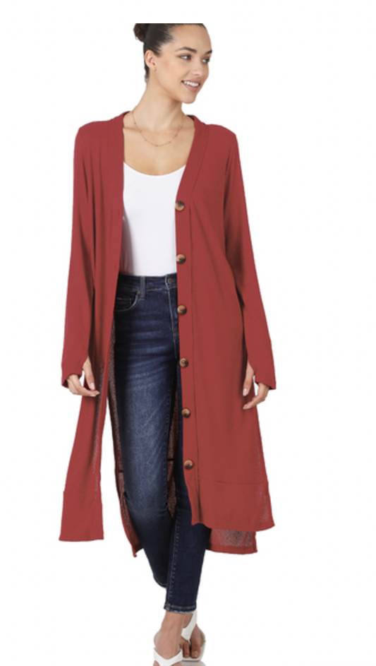 RIBBED LONG CARDIGAN