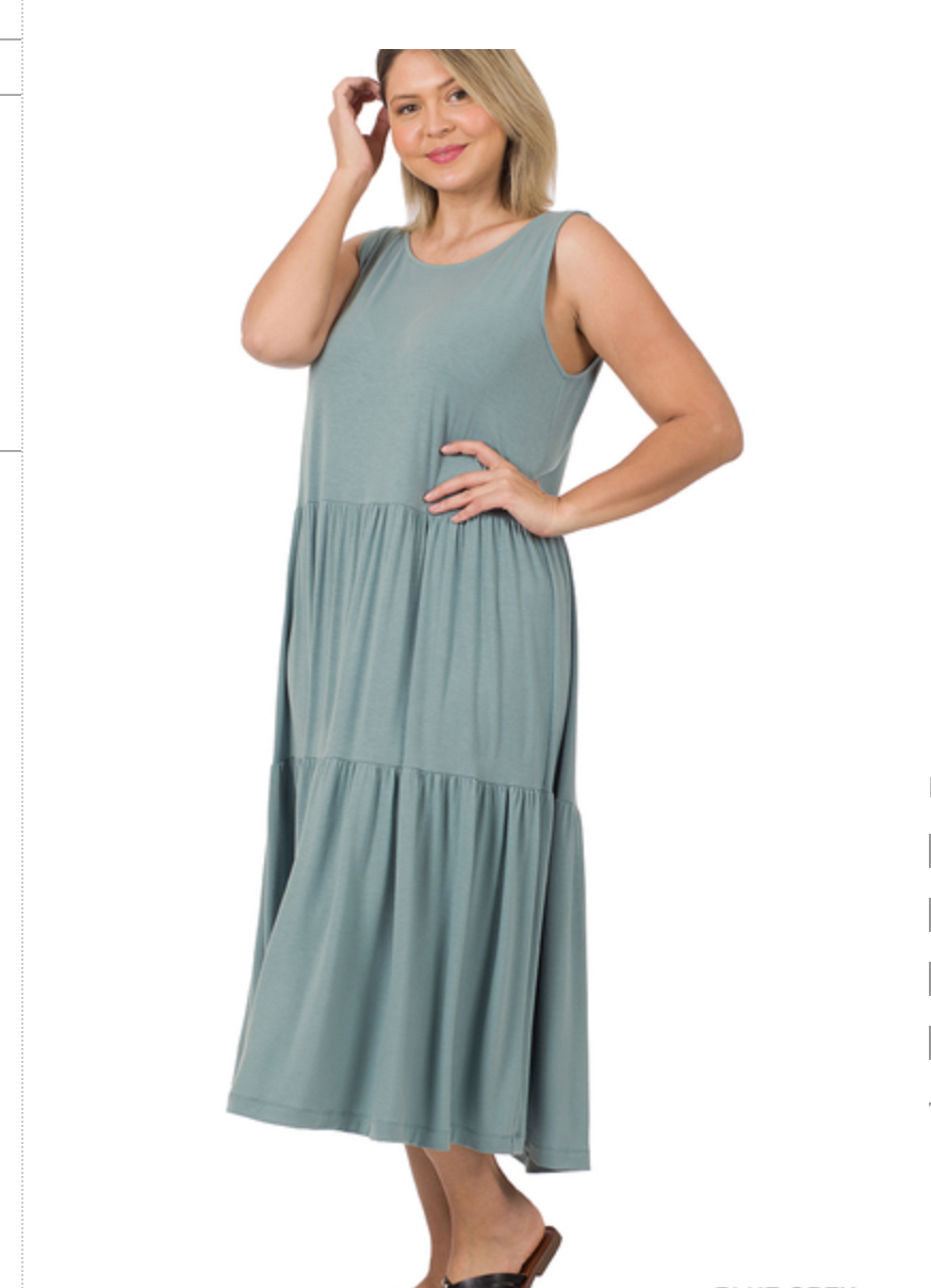 SLVLSS TIERED MIDI DRESS