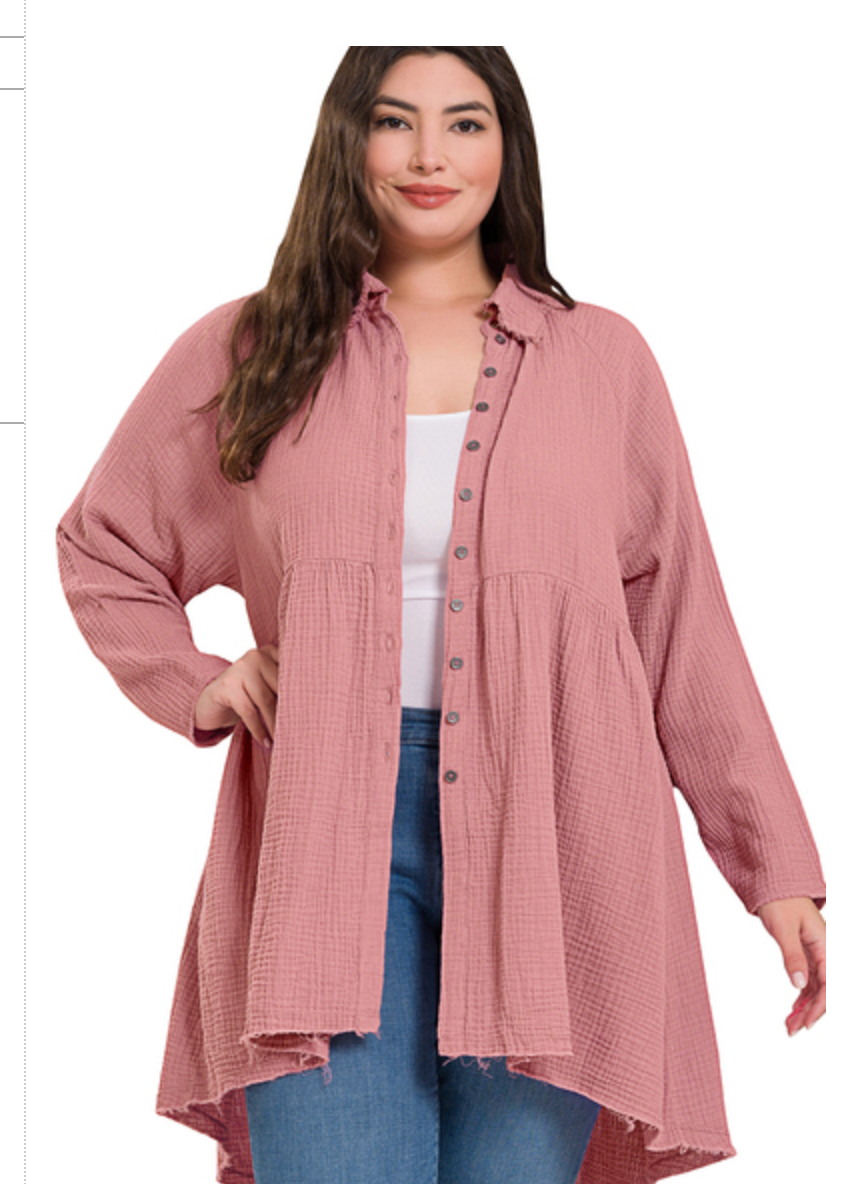 DBL GAUZE PEPLUM TOP