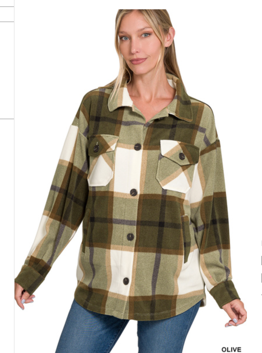PLAID FLEECE SHACKET