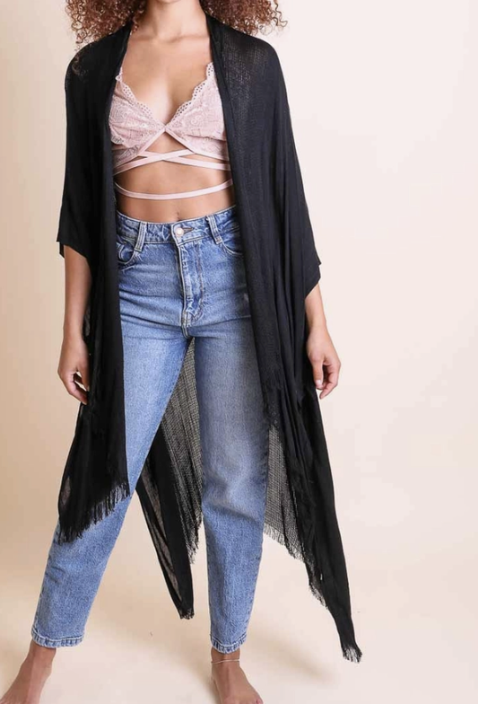 OPEN WEAVE DRAPE KIMONO