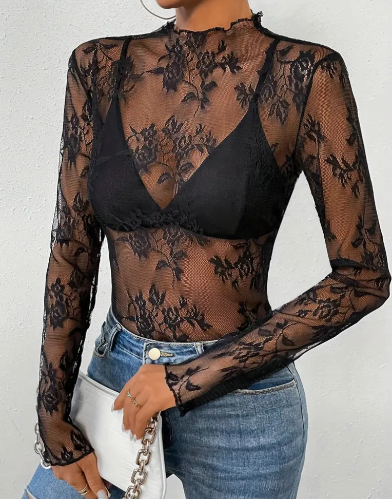 SHEER LACE LAYERING TOP