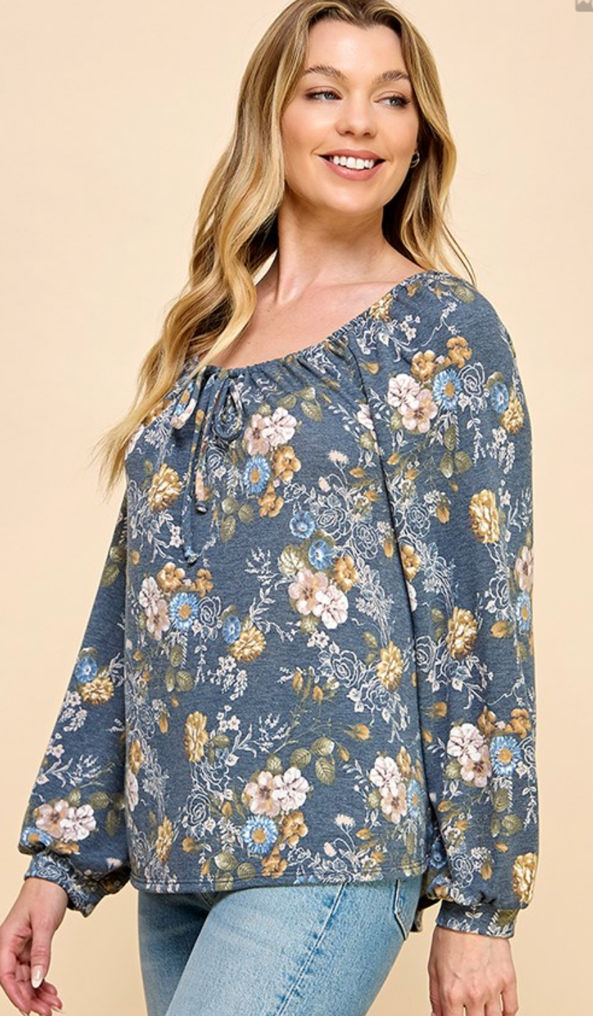 FLORAL L/SLV TOP