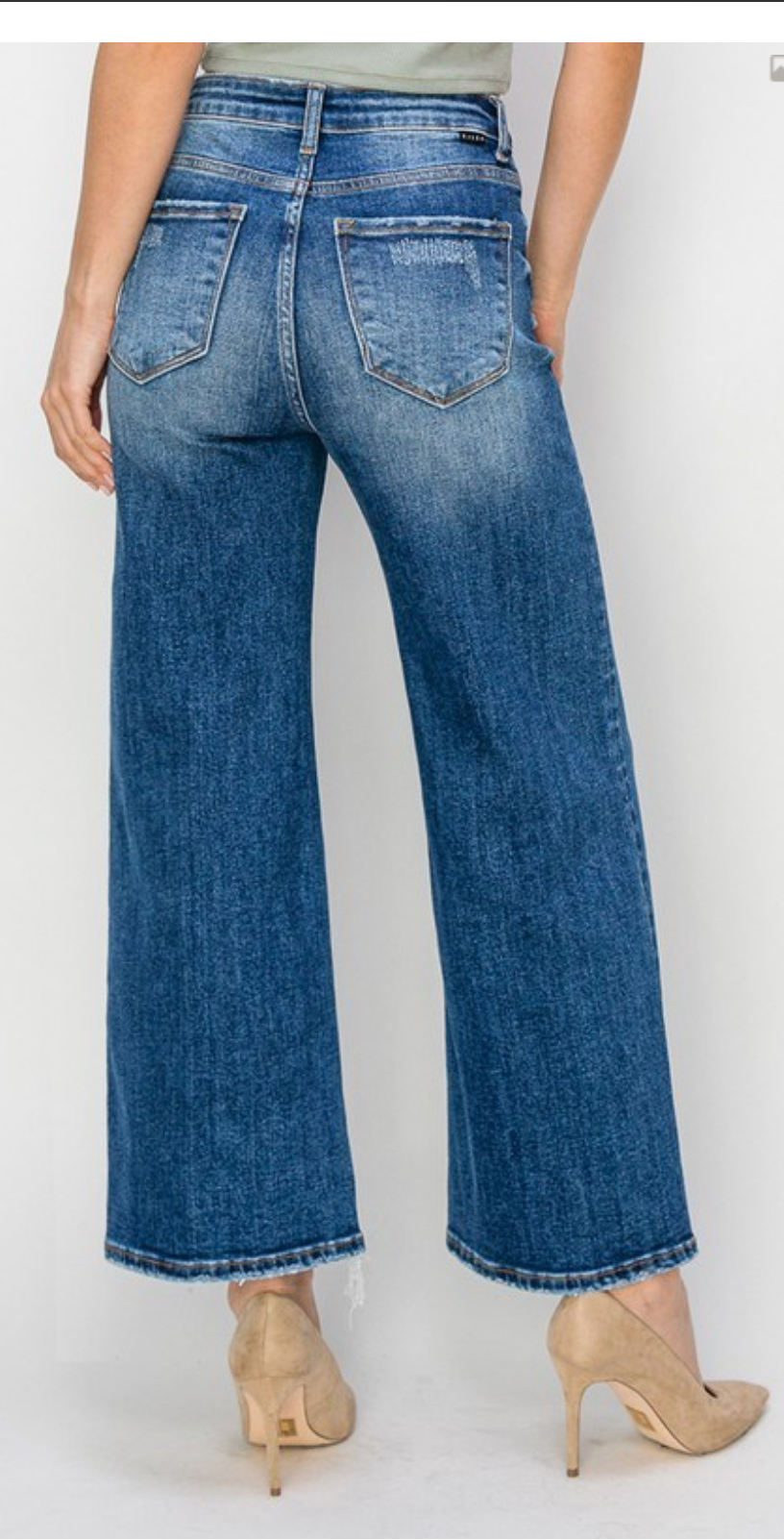 HR SIDE SLIT FRAYED WIDE HEM