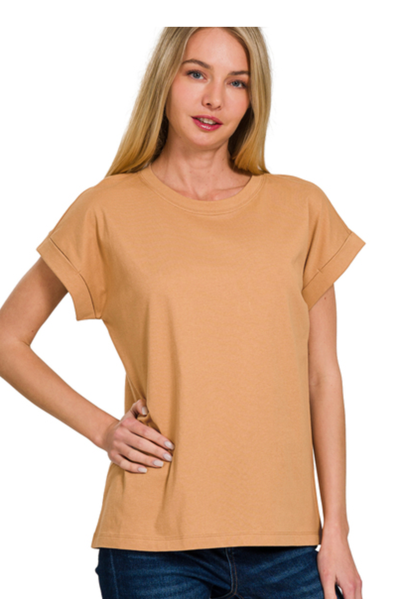 COTTON FOLDED S/SLV TEE