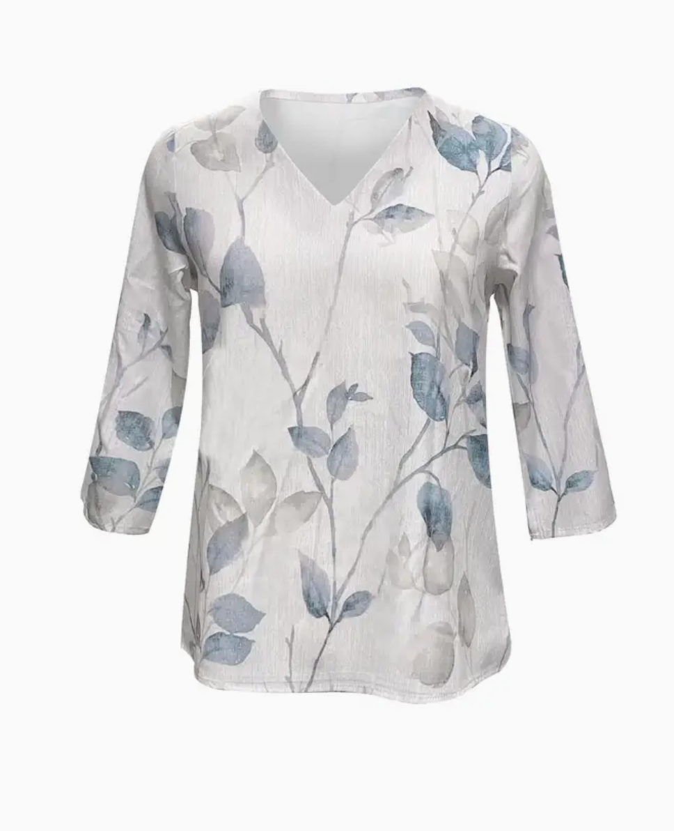 LEAF PRINT 3/4 SLV BLOUSE