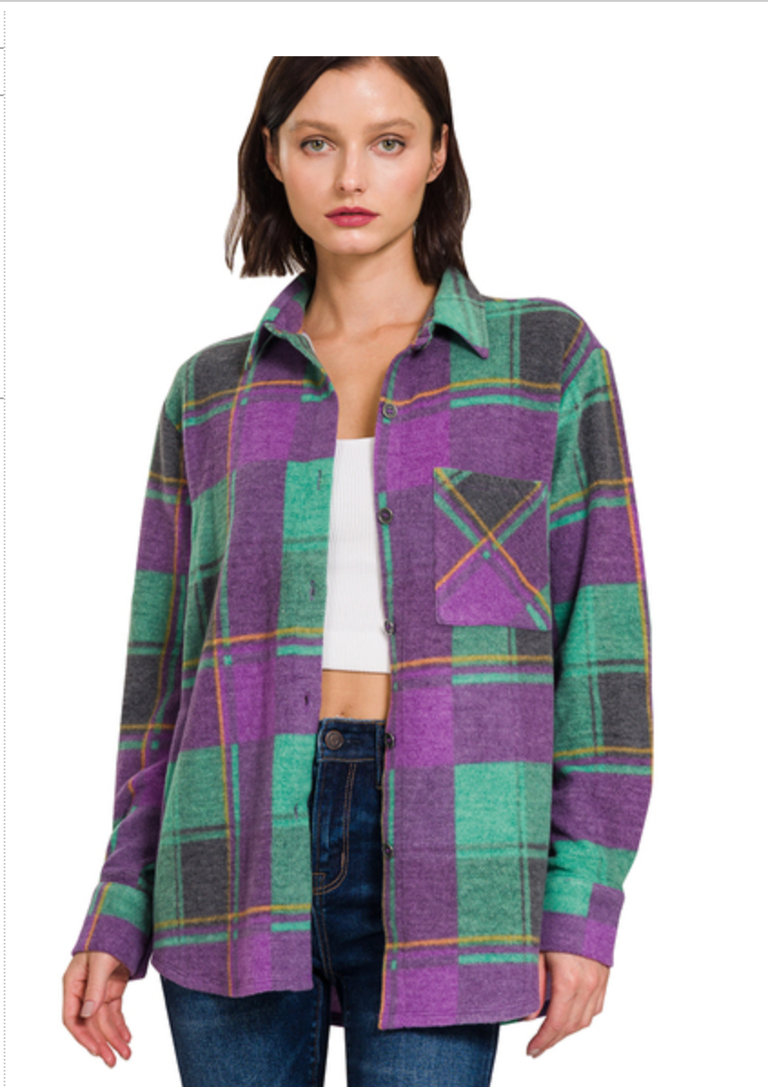 JACQUARD PLAID SHACKET