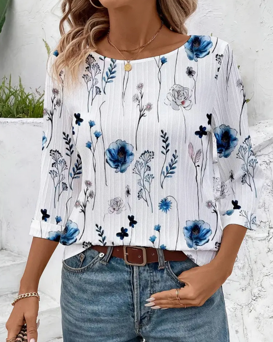 FLORAL 3/4 SLV BLOUSE
