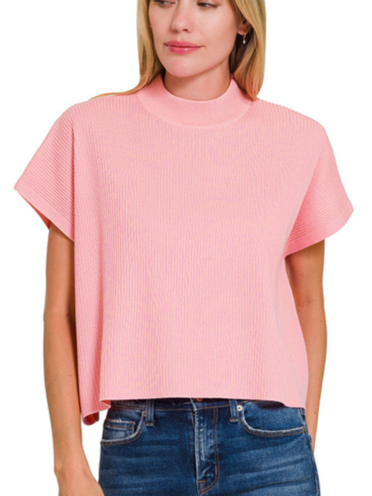 MOCK NECK S/SLV BOXY SWTR