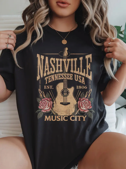 NASHVILLE ROSE MUSIC CITY TEE
