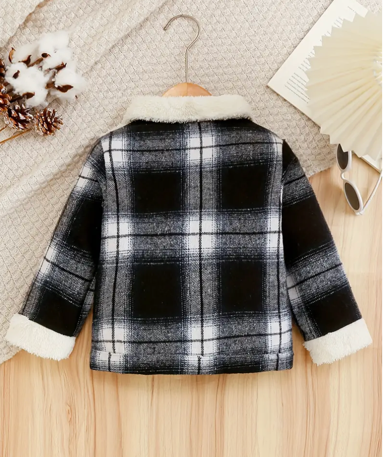 KIDS PLAID FLEECE SHACKET