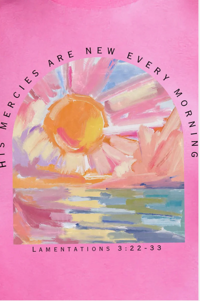 WATERCOLOR HIS MERCIES ARE NEW SHORT SLEEVE RELAXED FIT T-SHIRT