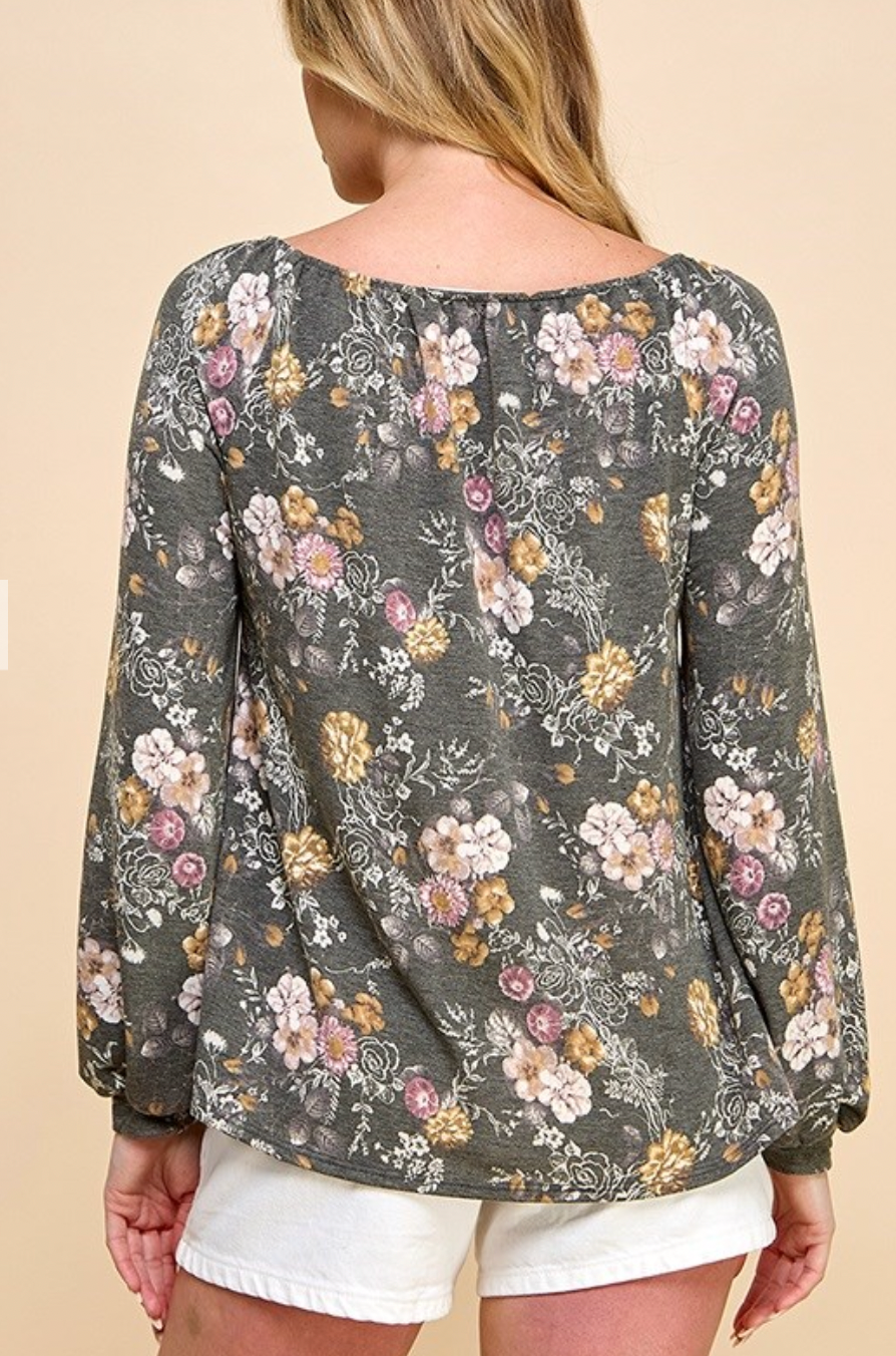 FLORAL L/SLV TOP
